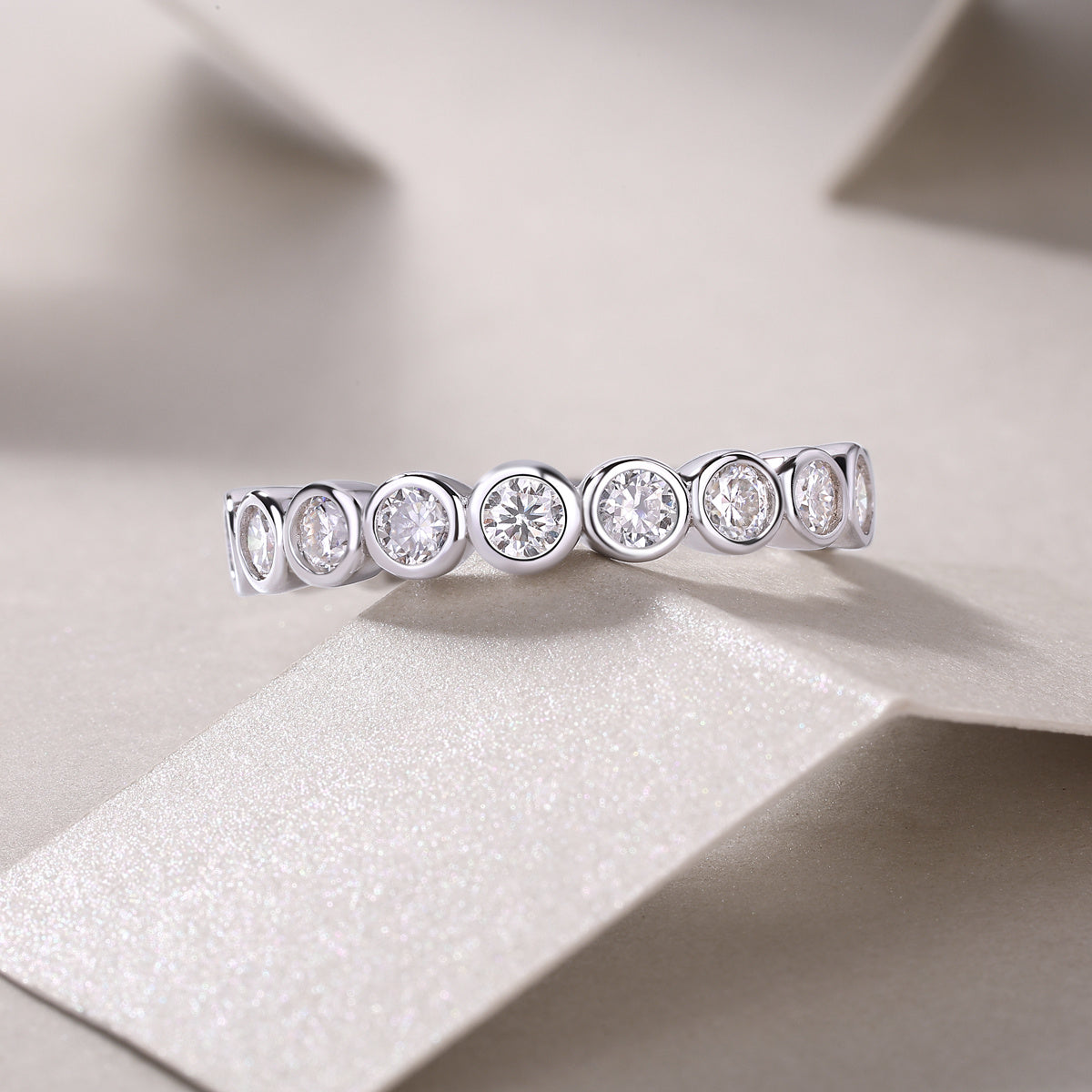 Moissanite Silver Diamond Ring Set – Elegant Luxury Design