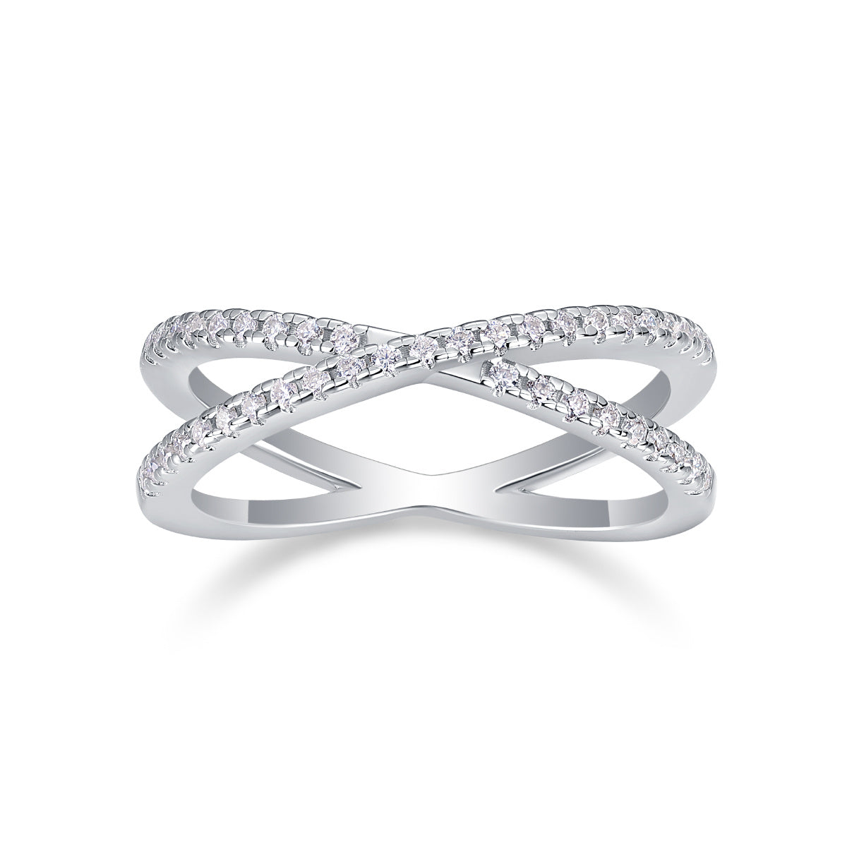 Moissanite Silver Ring Set – Double Band Design