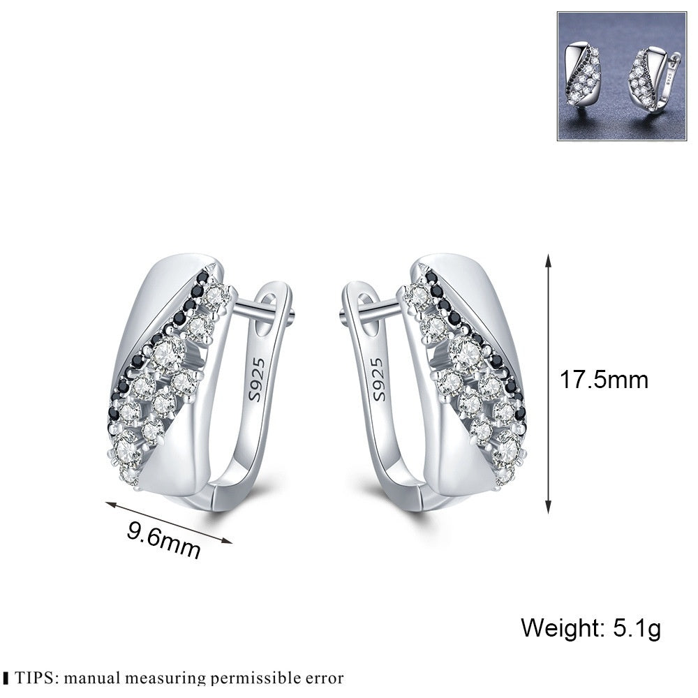 925 Sterling Silver Crystal Hoop Earrings