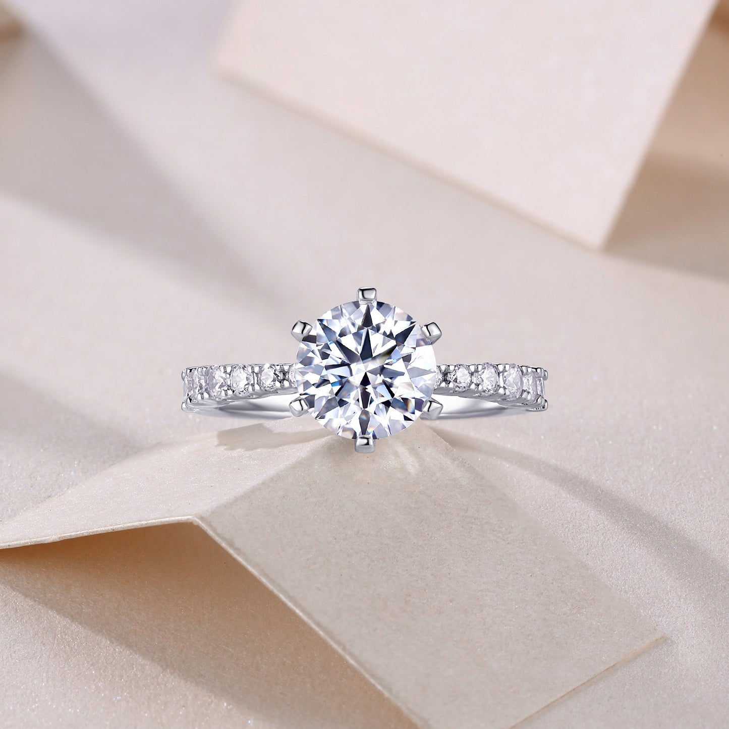 Luxury Moissanite Silver Ring with Large Diamond