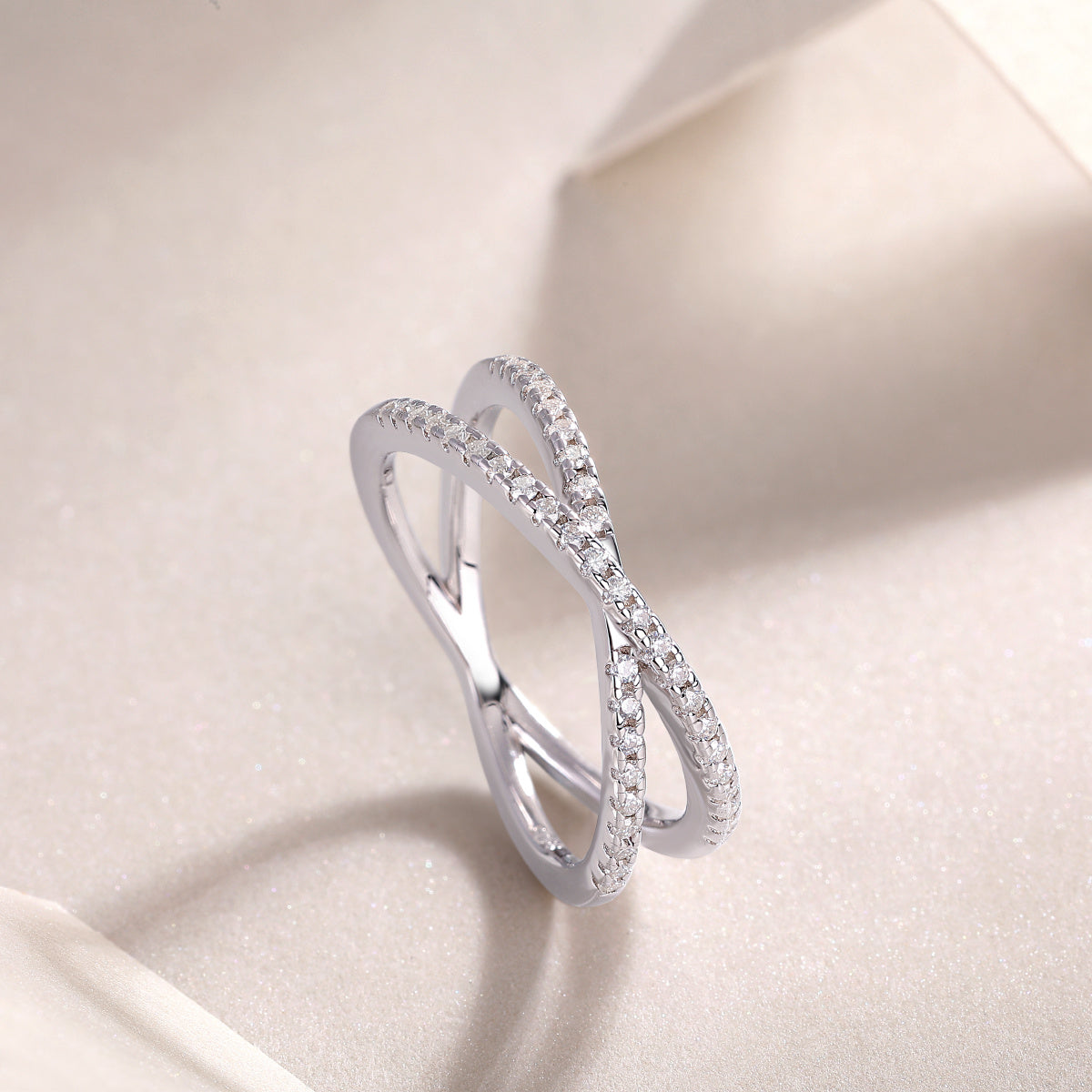 Moissanite Silver Ring Set – Double Band Design