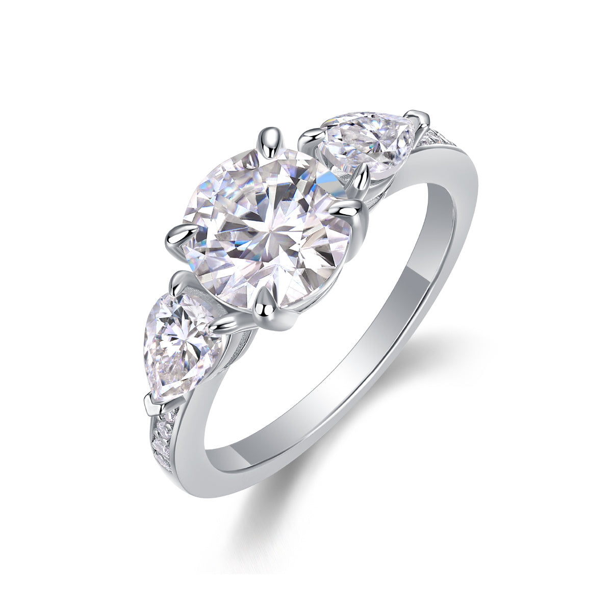 Moissanite Silver Ring Set – Bold Diamond Design