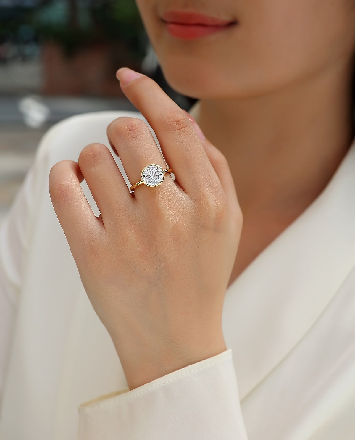 Moissanite Silver Ring Set – Time Bubble Design