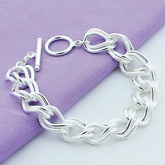 Bold Chunky Link Bracelet in Sterling Silver – Textured Statement Design