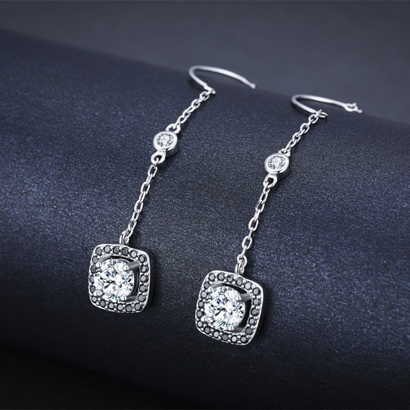 Vintage-Inspired Square Drop Crystal Earrings