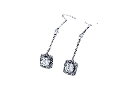 Vintage-Inspired Square Drop Crystal Earrings