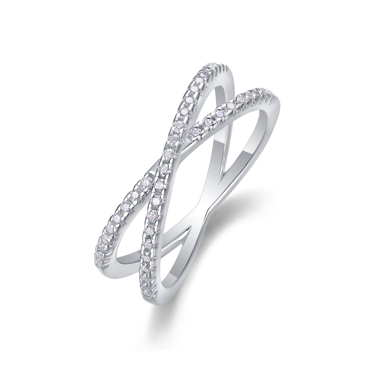 Moissanite Silver Ring Set – Double Band Design