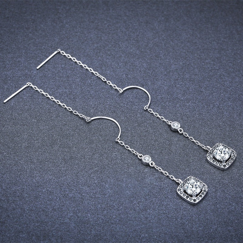 Vintage-Inspired Square Drop Crystal Earrings