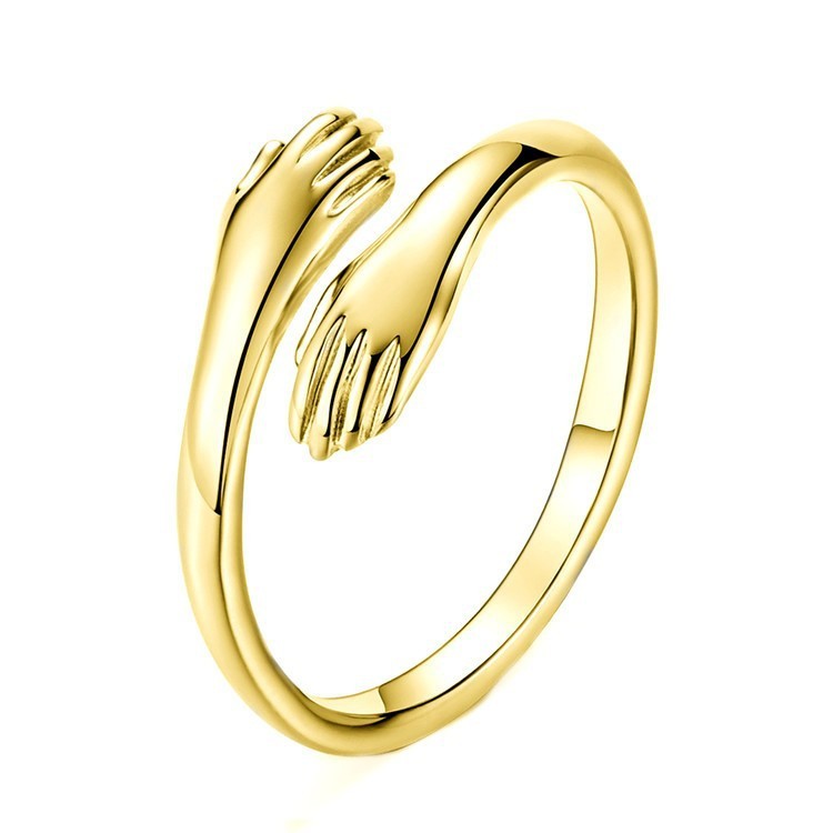 Sterling Silver & Gold Hug Ring - Adjustable Open Band Design